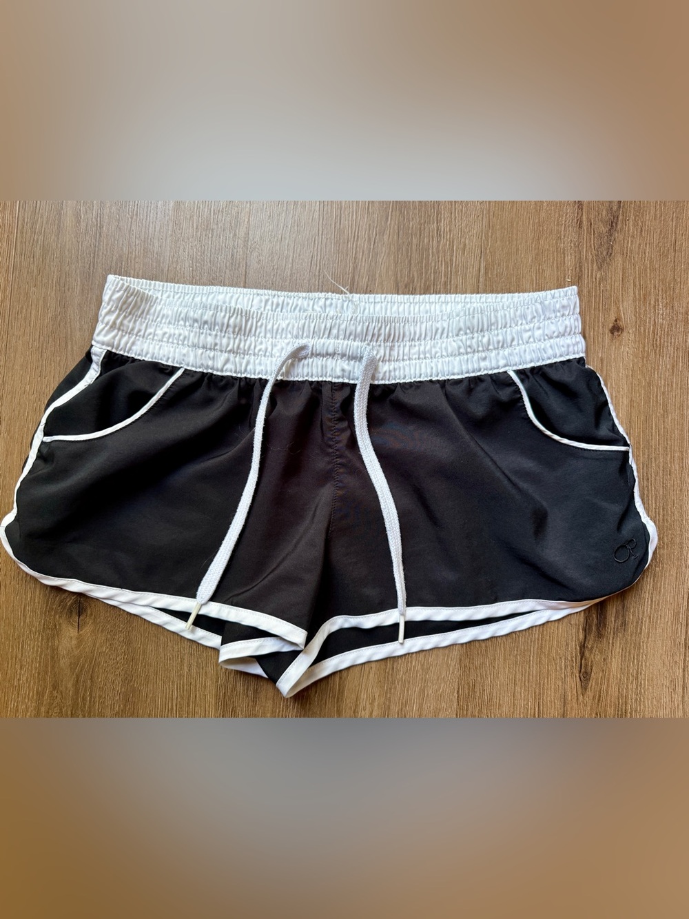 OP Black Athletic Shorts with White Waistband and Trim